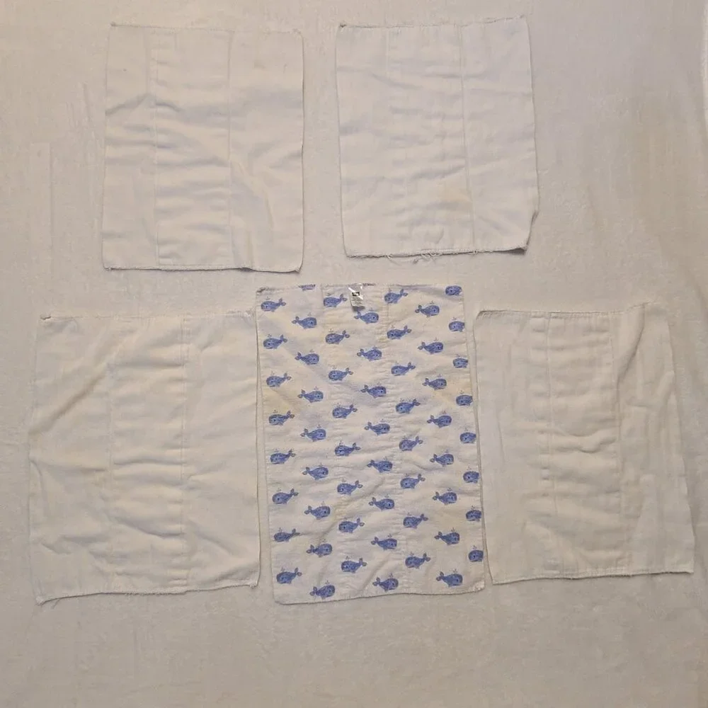 HB Baby Burp Cloths and Generic Set of 5 Whale Print White